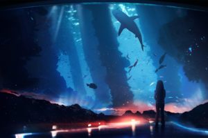 aliens, Fish, Underwater, Shark