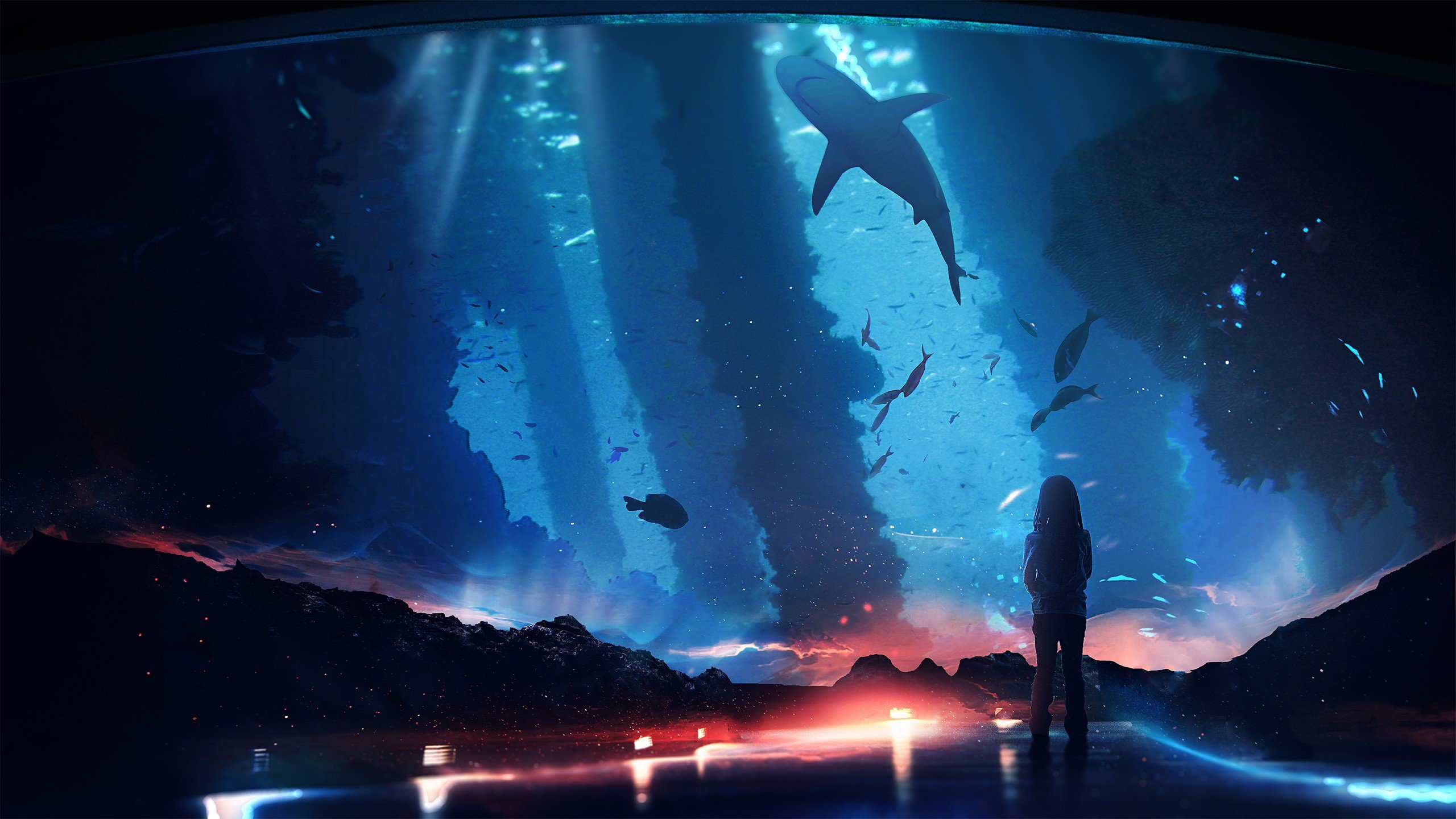 aliens, Fish, Underwater, Shark Wallpaper