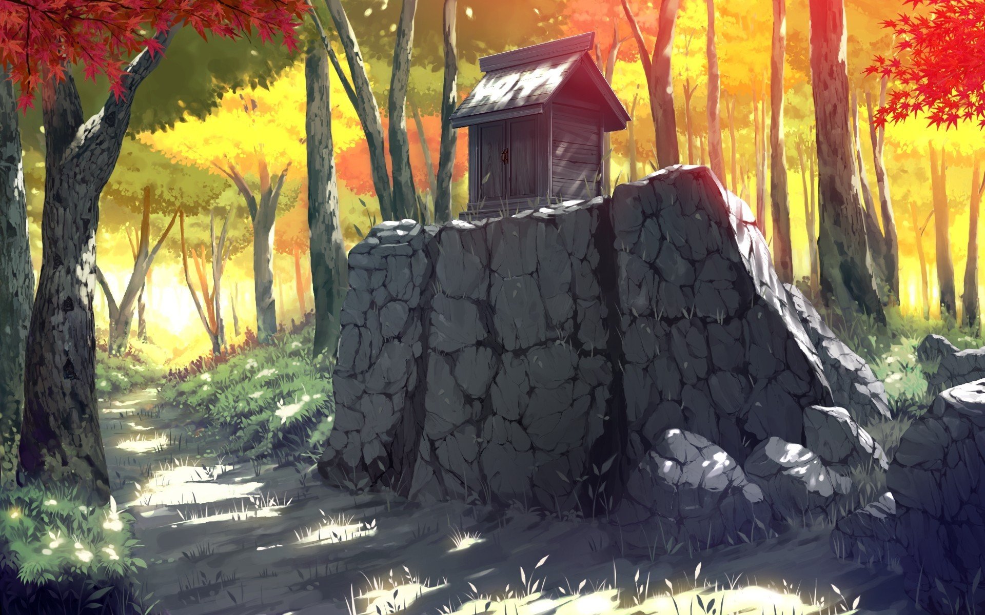 drawing, Artwork, Landscape, Road, City, Architecture, Fall, Fantasy, Art, Anime Wallpaper