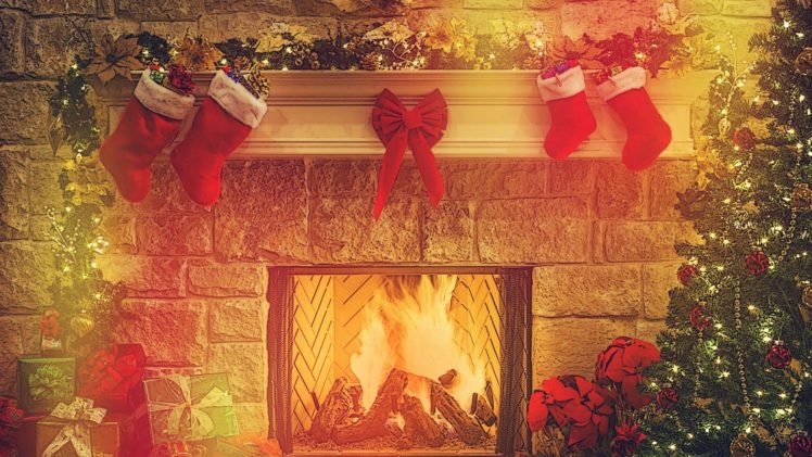 chimenea, Fuego, Regalos, Navidad HD Wallpaper Desktop Background