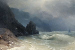 artwork, Ivan, Aivazovsky, Beach, Sea, Rock, Painting, Classic, Art