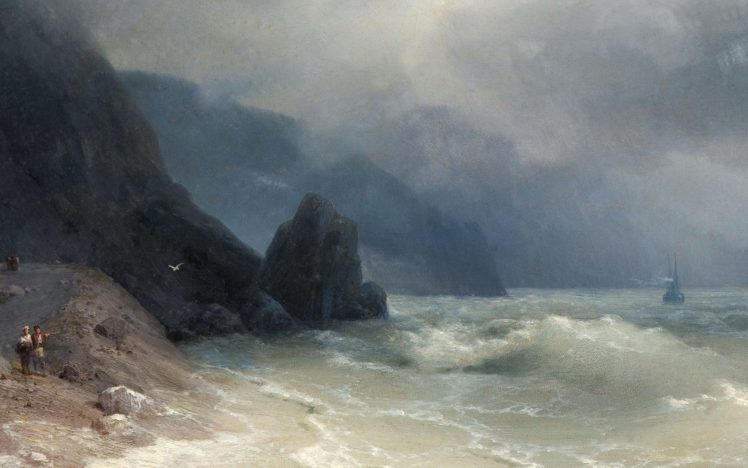 artwork, Ivan, Aivazovsky, Beach, Sea, Rock, Painting, Classic, Art HD Wallpaper Desktop Background