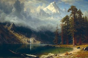nature, Landscape, Painting, Artwork, Trees, Forest, Clouds, Albert, Bierstadt, Sierra, Nevada