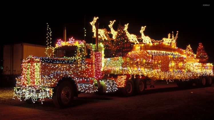 truck, Xmas, Lights HD Wallpaper Desktop Background