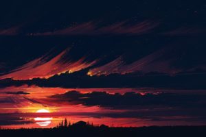 artwork, Sunset
