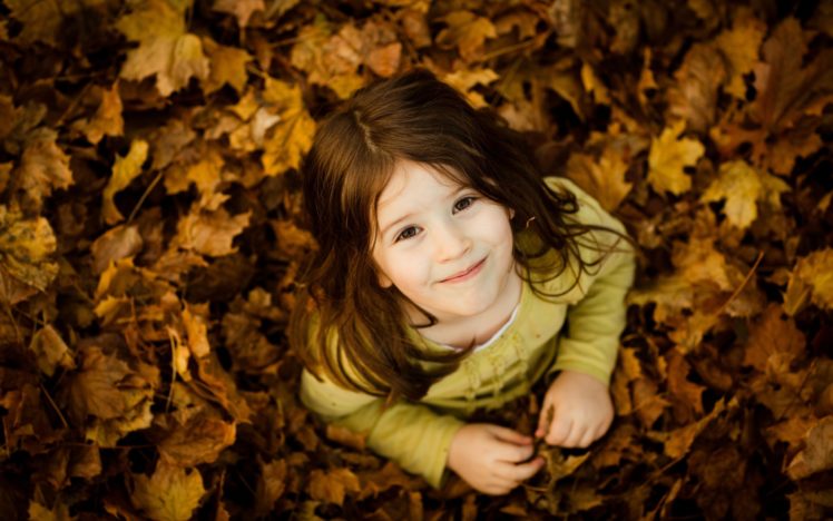 autumn, Kids, Fallen, Leaves HD Wallpaper Desktop Background