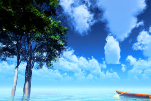original, Boat, Clouds, Original, Scenic, Sky, Summer, Tree, Water, Y k