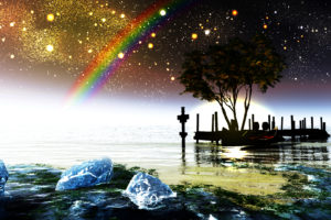 original, Boat, Landscape, Original, Rainbow, Scenic, Sky, Stars, Tree, Water, Y k