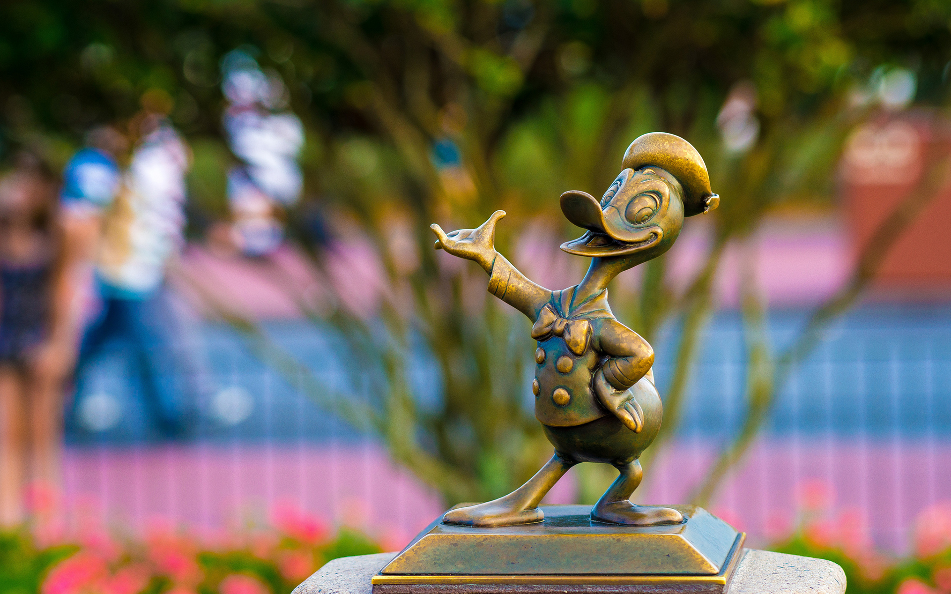 daffy, Duck, Disney, Statue, Bronze, Humor, Bokeh, Cartoon Wallpaper