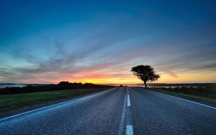 sunset, Landscapes, Roads HD Wallpaper Desktop Background