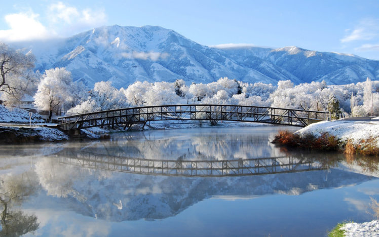 beautiful, Winter, Bridge HD Wallpaper Desktop Background