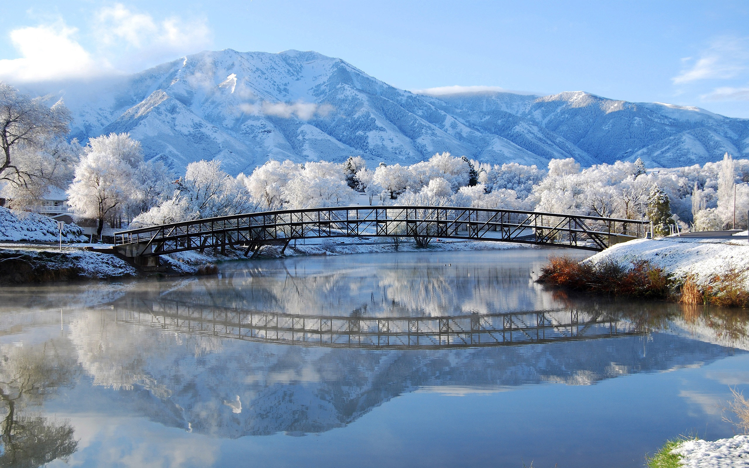 beautiful, Winter, Bridge Wallpaper