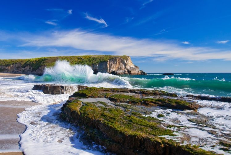 sea, Waves, Rocks, Sky, Landscape HD Wallpaper Desktop Background