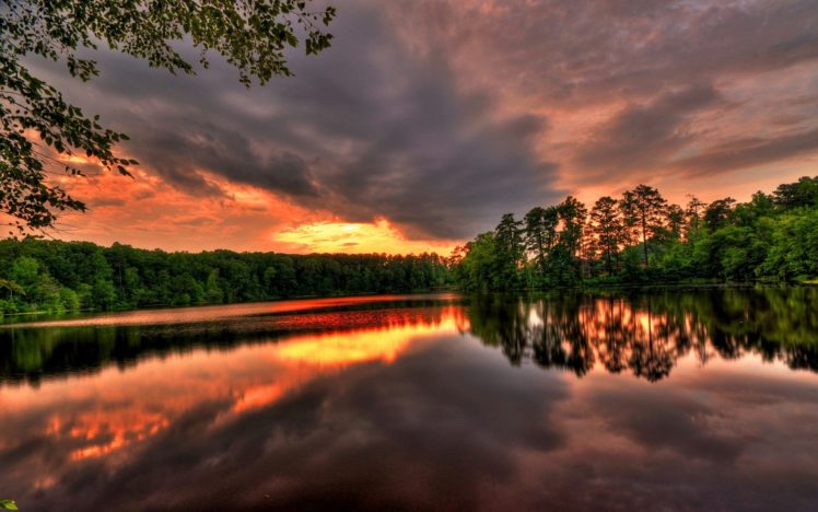 sunset, Landscapes, Nature, Lakes, Rivers, Reflections HD Wallpaper Desktop Background