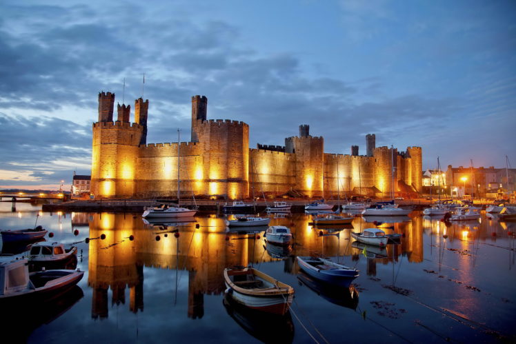 castles, United, Kingdom, Boats, Caernarfon, Cities, Castle HD Wallpaper Desktop Background
