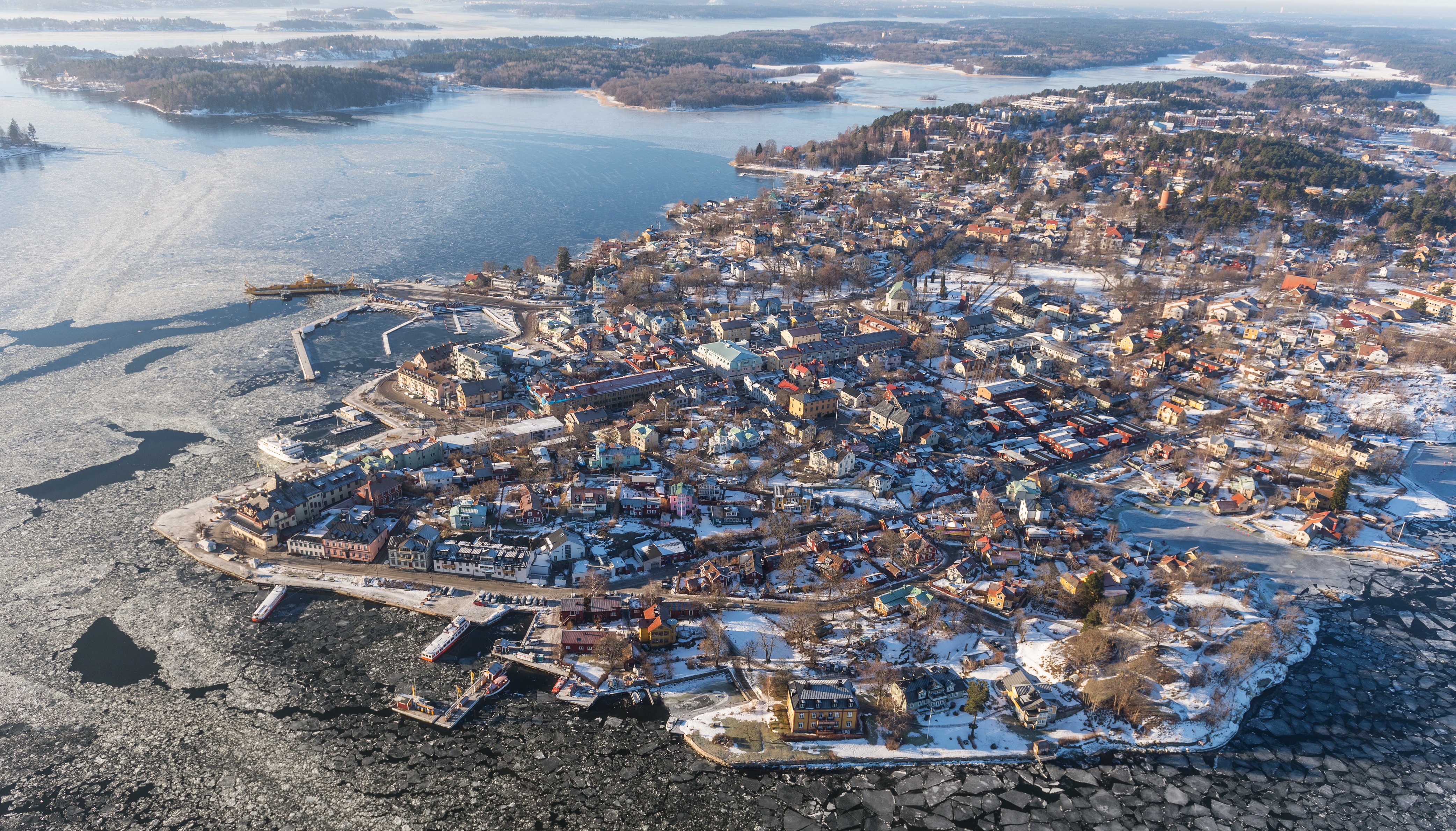 sweden, Winter, Vaxholm, From, Above, Cities Wallpaper