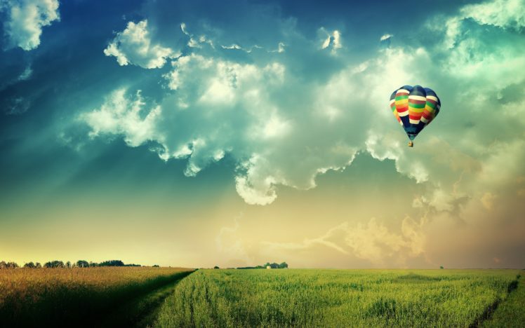clouds, Nature, World, Fields, Fly, Hot, Air, Balloons HD Wallpaper Desktop Background