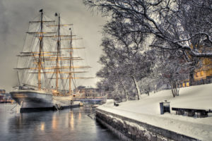 sailboat, Dock, Quay, Snow, Hdr, Ship, Boat, Winter