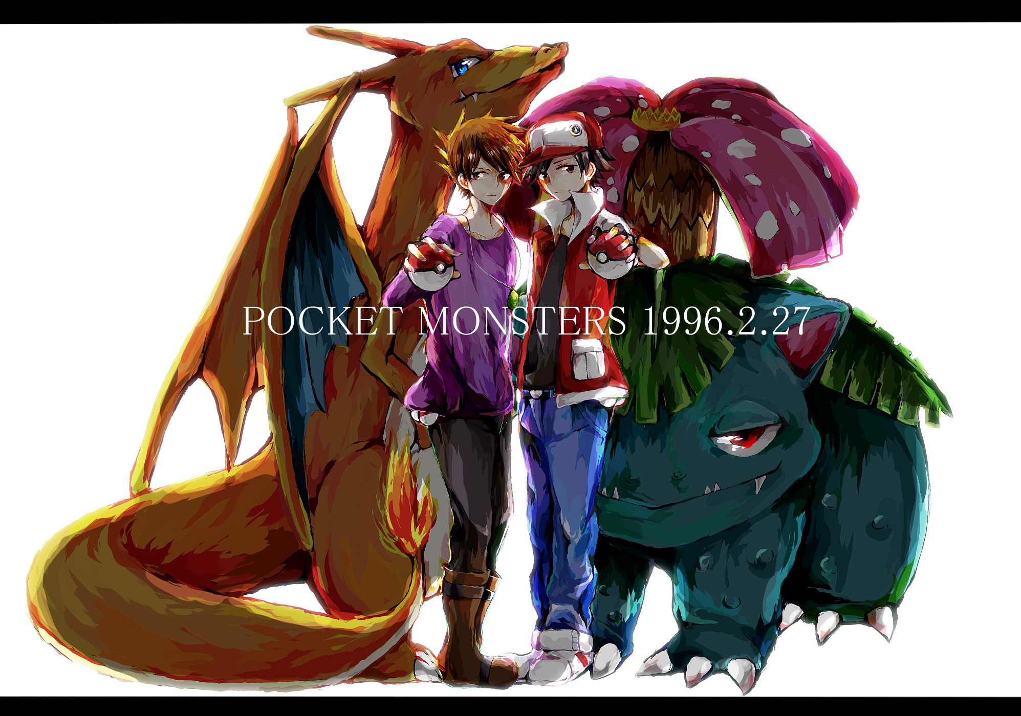 Pokemon Black Hair Brown Eyes Brown Hair Charizard Hat Male Necklace Ookido Green Pokemon Red Pokemon Red Eyes Summer Interview Venusaur Wallpapers Hd Desktop And Mobile Backgrounds