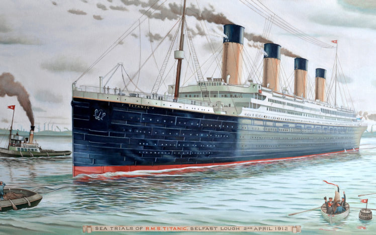 ship, Boat, Titanic, Painting HD Wallpaper Desktop Background