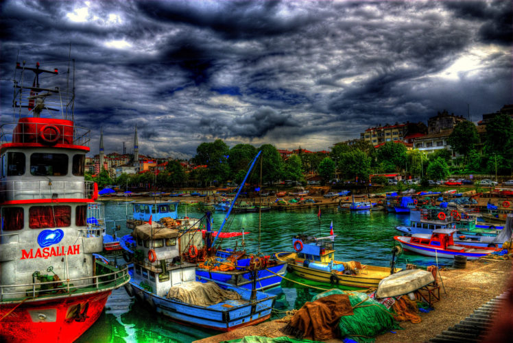 turkey, City, Boats, Hdr HD Wallpaper Desktop Background