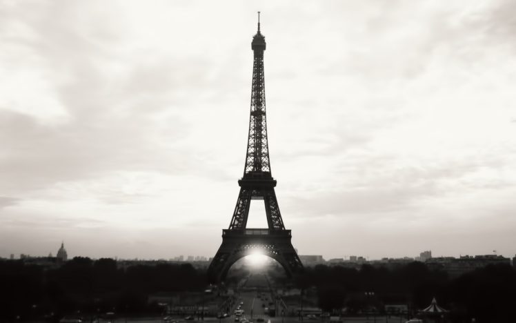 eiffel, Tower, Paris, Cityscapes, France, Black, White HD Wallpaper Desktop Background