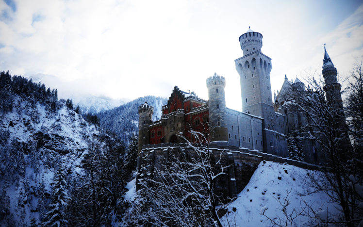 alps, Germany, Neuschwanstein, Castle, Bovary, Winter HD Wallpaper Desktop Background