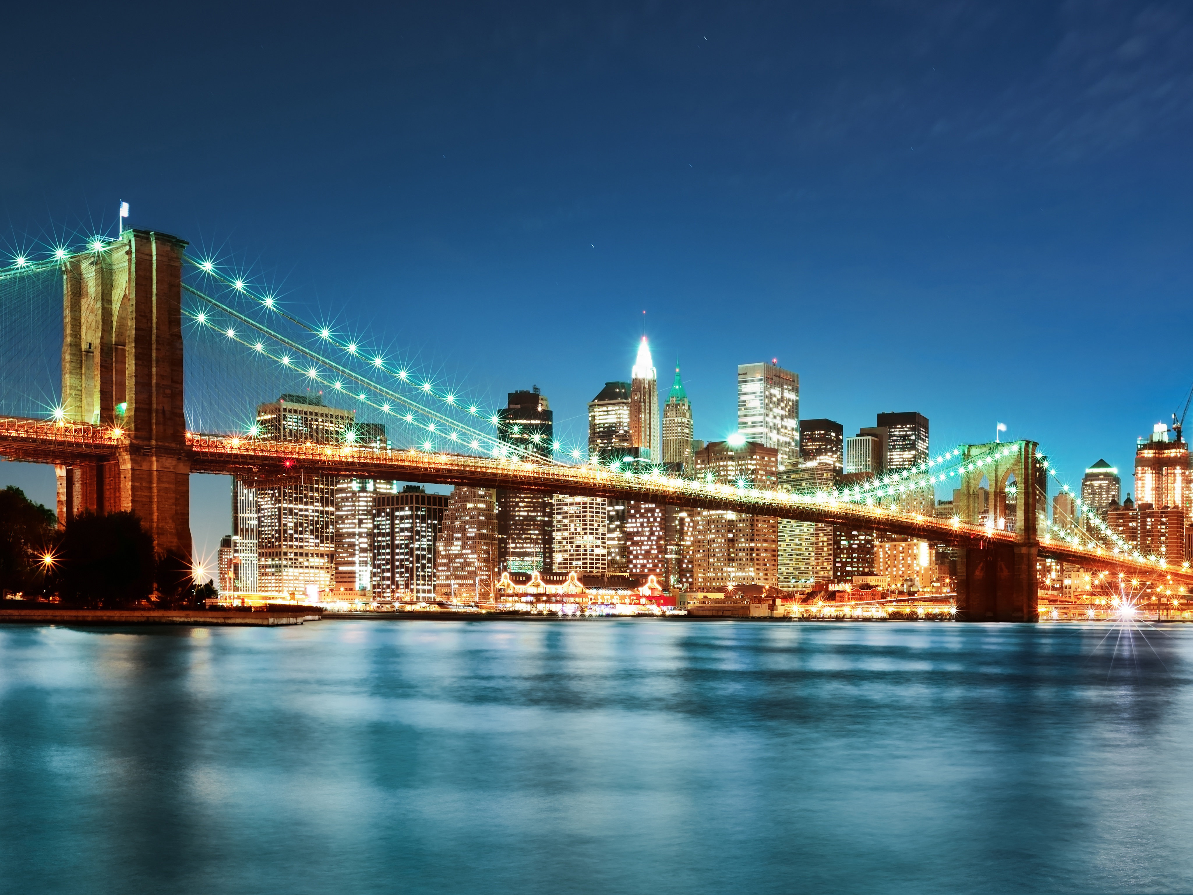 new, York, City, Night, Lights Wallpaper
