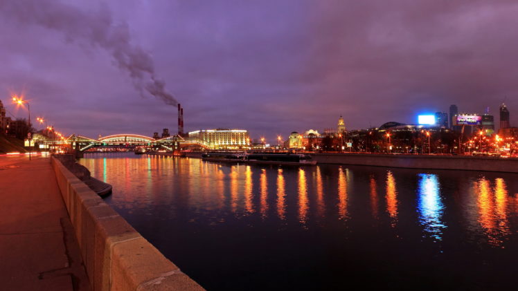 moscow, Rivers, Night, Cities HD Wallpaper Desktop Background