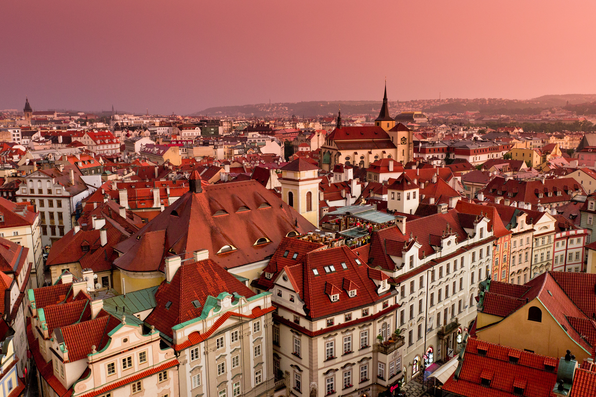 prague, Czech, Republic, Buildings, Roofs, Panorama Wallpaper