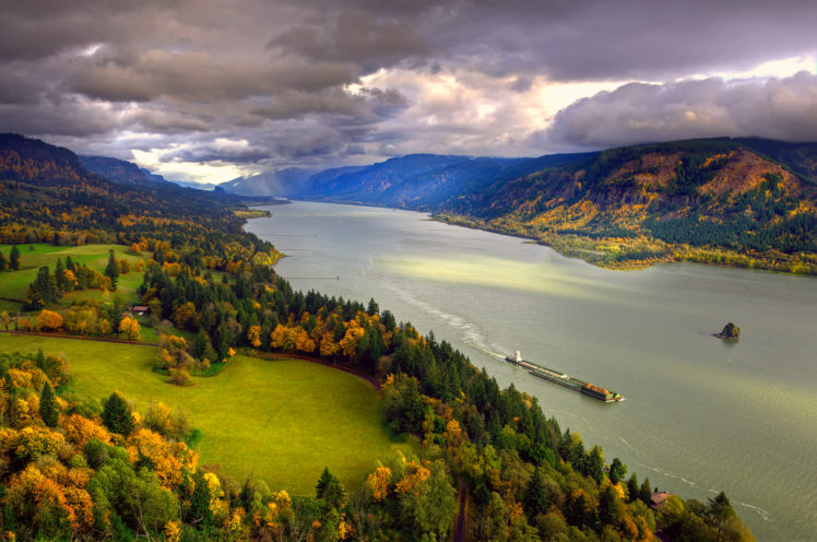 river, Columbia, Fall, November, Sky, Clouds, Coast, Autumn HD Wallpaper Desktop Background