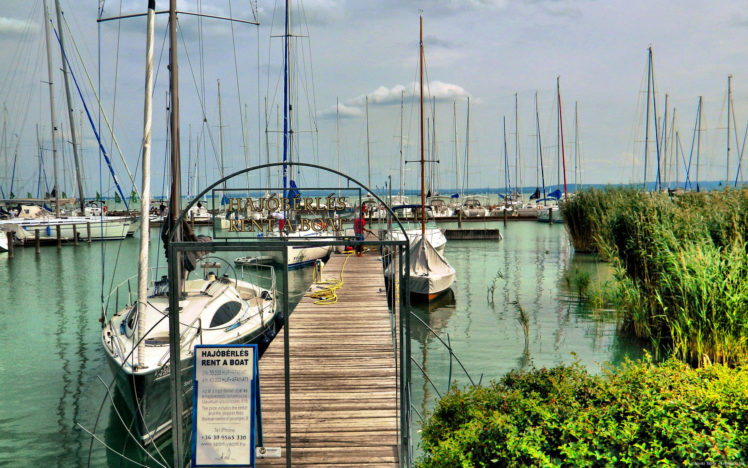 port, Hungary, Summer, Pier, Pier, Lake, Sailboat HD Wallpaper Desktop Background