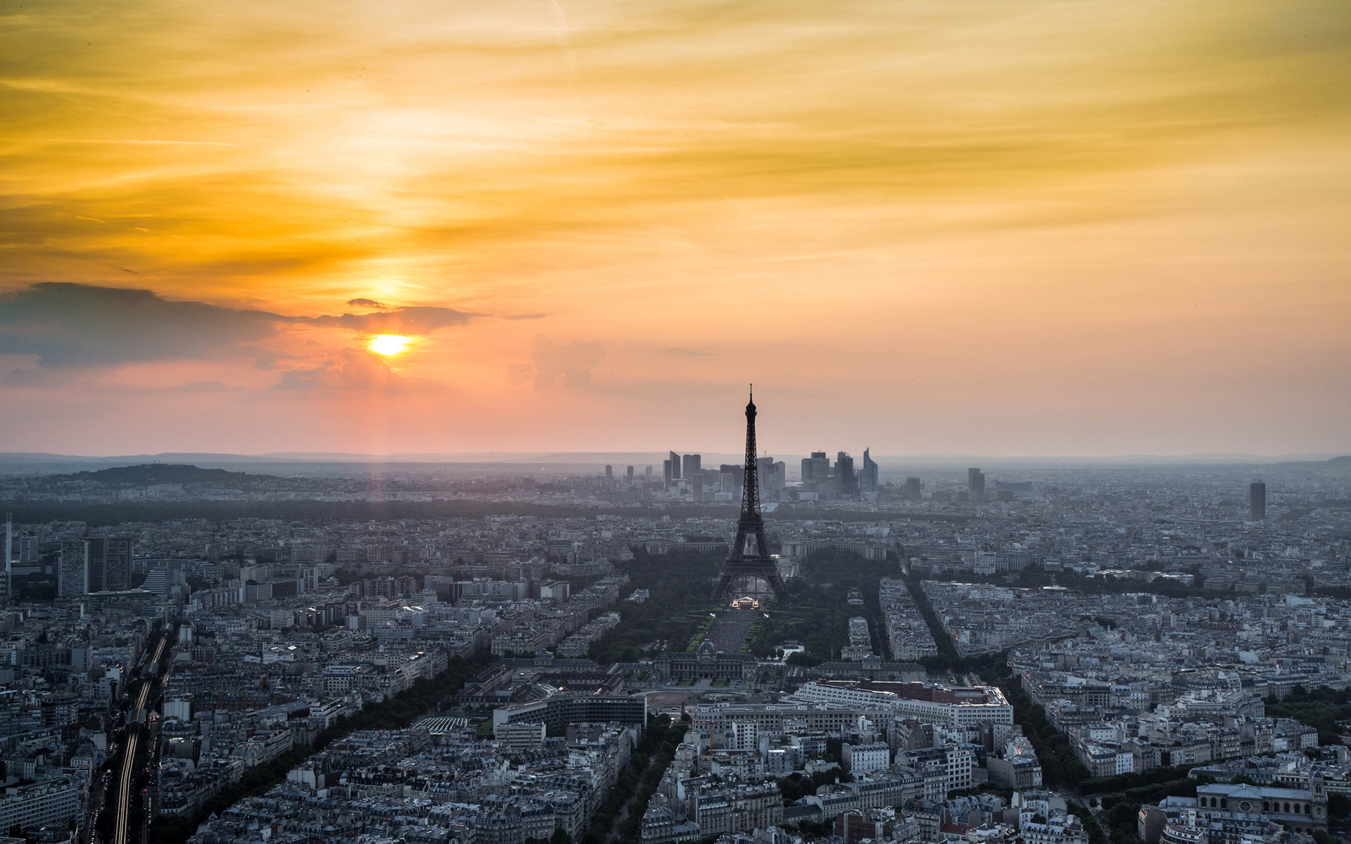 eiffel, Tower, Paris, Buildings, Sunlight, Sunset Wallpaper