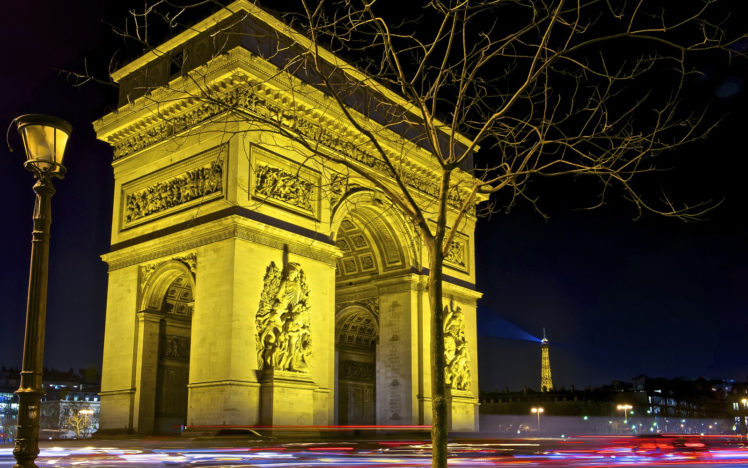 paris, Arc, De, Triomphe, Night, Timelapse, Light HD Wallpaper Desktop Background