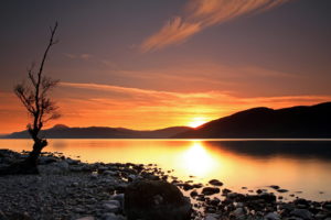 sunset, Lake, Landscape