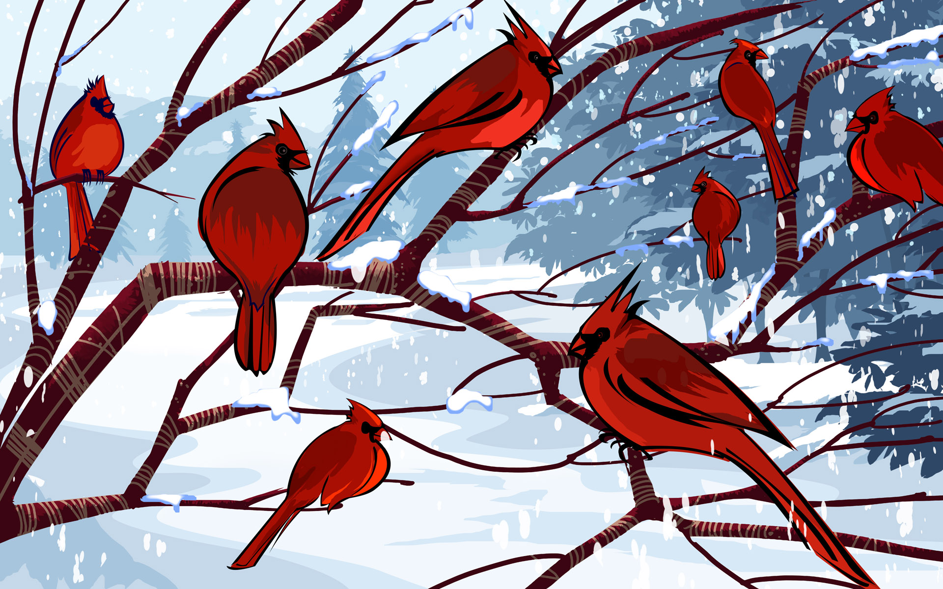 birds, Cardinal, Artwork, Northern, Cardinal Wallpaper