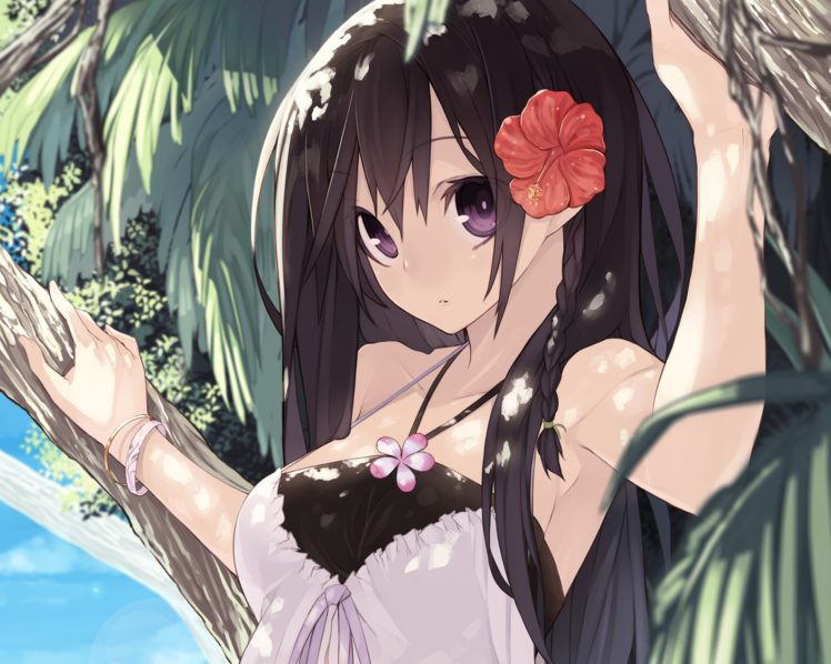 original, Beach, Black, Hair, Dress, Long, Hair, Original, Senmu, Summer, Dress HD Wallpaper Desktop Background