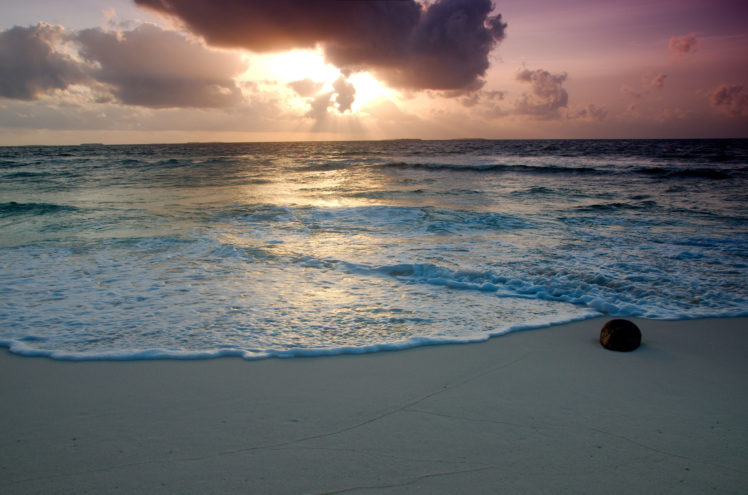 sea, Sand, Clouds, Water, Rock, Beach, Sky HD Wallpaper Desktop Background