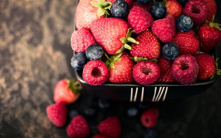 strawberries, Blueberries, Raspberries, Fruit HD Wallpaper Desktop Background