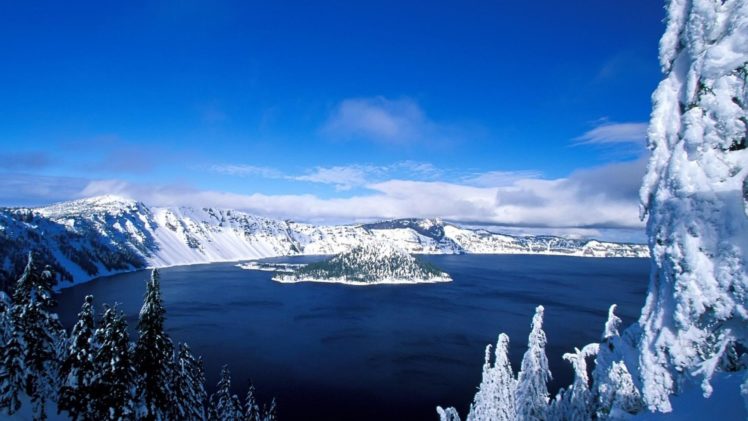 lake, Winter, Awesome, Nature, Landscapes, Blue, Frozen, Trees HD Wallpaper Desktop Background