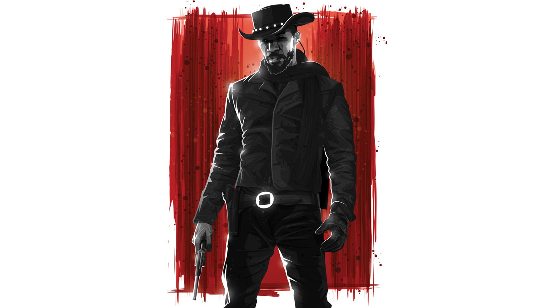 django, Unchained, Jaime, Foxx, Hat, Cowboy, White, Drawing Wallpapers