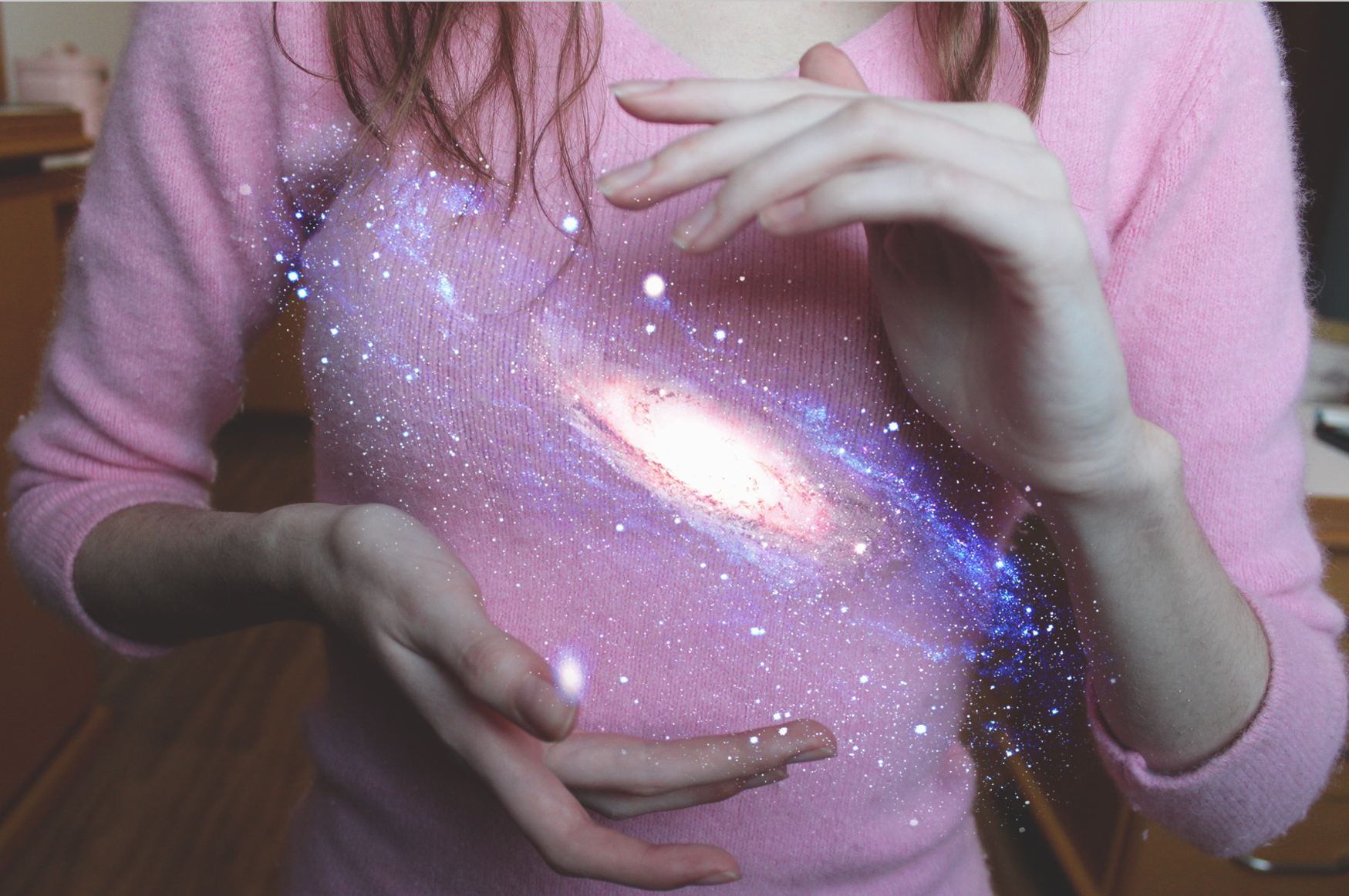 galaxy, Hands, Stars, Bokeh Wallpaper