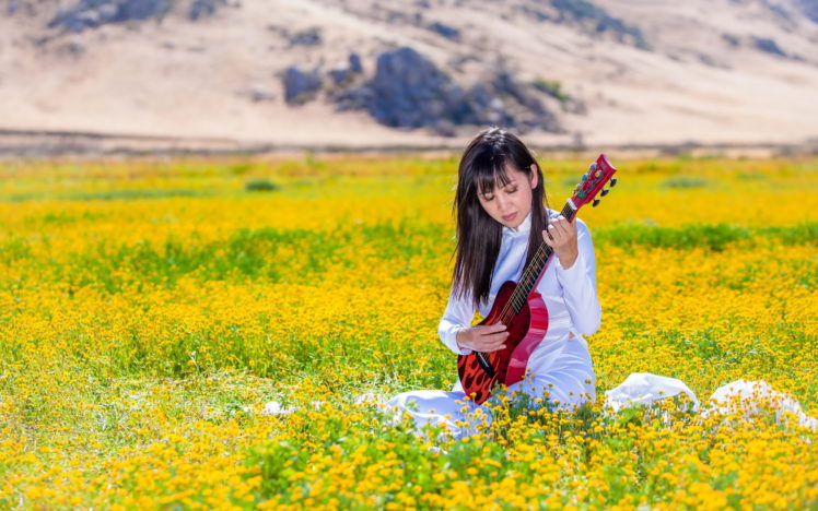 girl, Asian, Summer, Guitar, Music HD Wallpaper Desktop Background