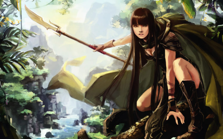 hunting, Hunter, Drawing, Girl, Guns, Art, Forest HD Wallpaper Desktop Background