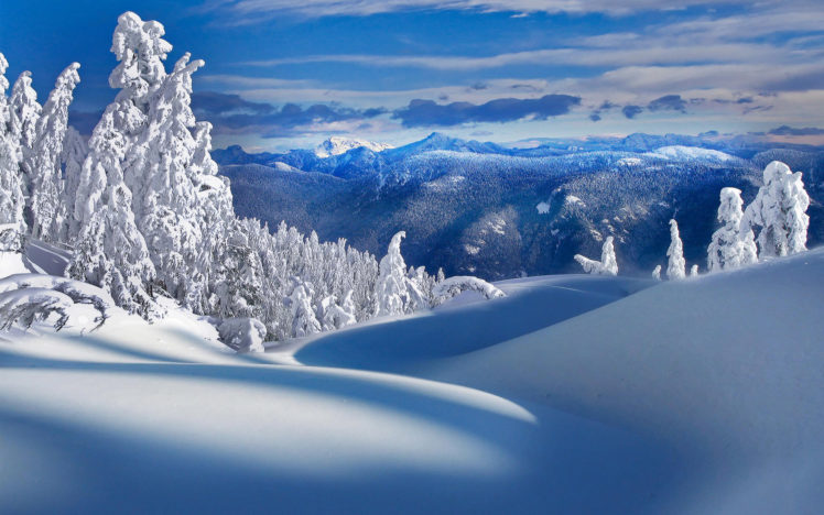 mountains, Nature, Winter, Snow, Trees HD Wallpaper Desktop Background