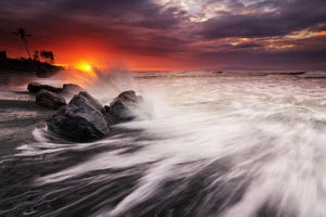 ocean, Sunset, Beach, Rocks, Stones, Waves