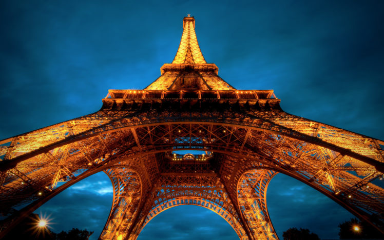 paris, At, Night,  , Eiffel, Tower, View, From, Below HD Wallpaper Desktop Background