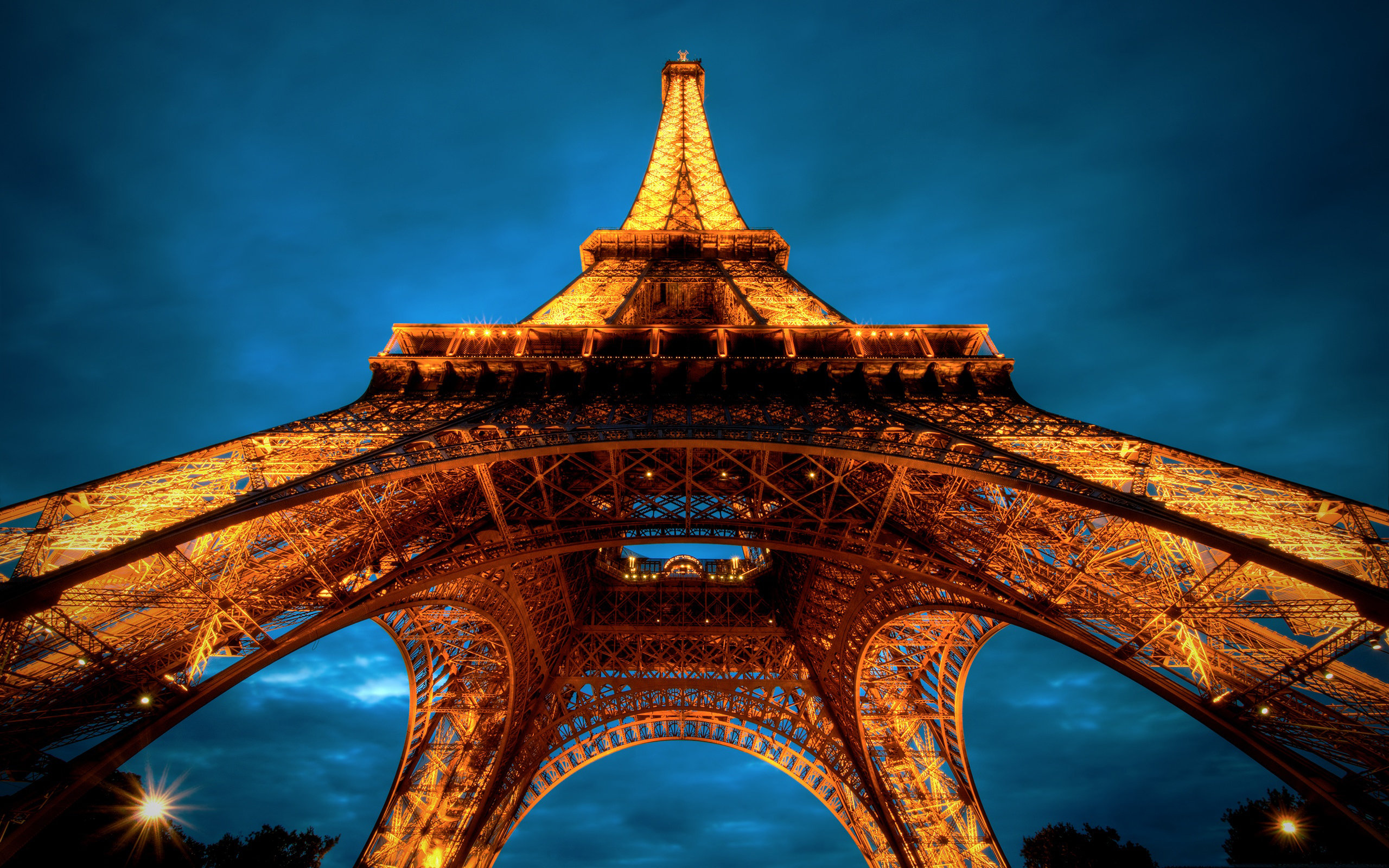 paris, At, Night,  , Eiffel, Tower, View, From, Below Wallpaper