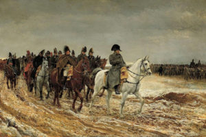 painting, Napoleon, Bonaparte, In, Russia, Winter, Retreat, Moscow