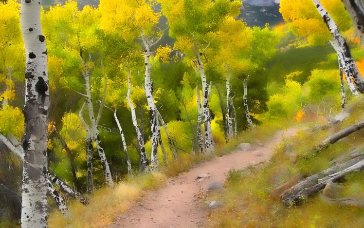 painting, Birch, Forrest, Russia HD Wallpaper Desktop Background